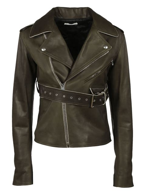 celine leather jacket long